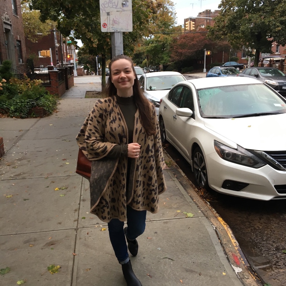 Animal print knit cape scarf